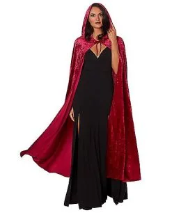 Spirit Halloween Burgundy Hooded Cape