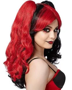 Spirit Halloween Red And Black Jester Wig -SPIRIT HALLOWEEN Sales 01217389 b