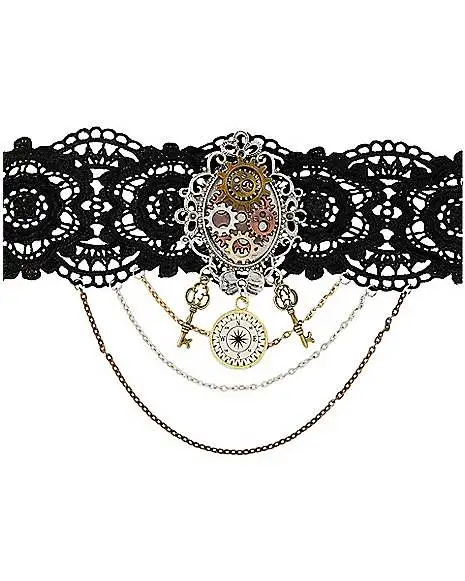 Spirit Halloween Steampunk Heart Charm Choker Necklace 4 Spirit Halloween Steampunk Heart Charm Choker Necklace - Image 2