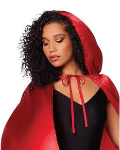 Spirit Halloween Red Satin Hooded Womens Cape -SPIRIT HALLOWEEN Sales 01277581 c