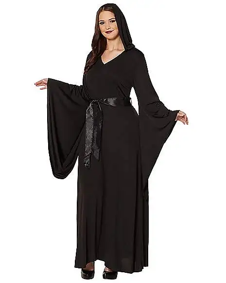 Spirit Halloween Adult Black Hooded Dress 3 Spirit Halloween Adult Black Hooded Dress