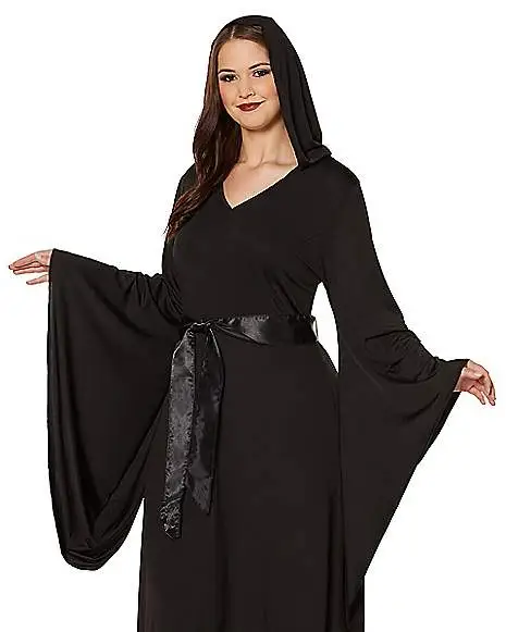 Spirit Halloween Adult Black Hooded Dress 6 Spirit Halloween Adult Black Hooded Dress - Image 4
