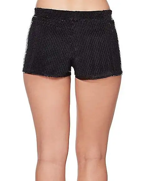 Spirit Halloween Adult Black Sequin Shorts 4 Spirit Halloween Adult Black Sequin Shorts - Image 2
