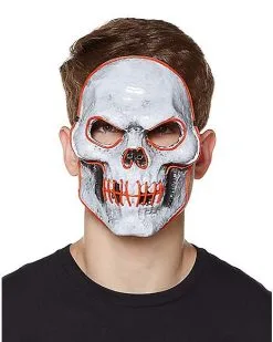 Spirit Halloween Doom EL Wire Light Up Skeleton Half Mask