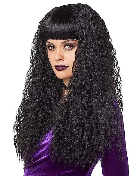 Spirit Halloween Black Crimped Wig With Bangs 3 Spirit Halloween Black Crimped Wig With Bangs