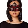 Spirit Halloween Red And Black Lace Sequin Eye Half Mask 1 Spirit Halloween Red And Black Lace Sequin Eye Half Mask -SPIRIT HALLOWEEN Sales 01408558 a