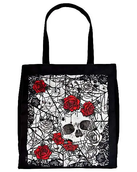 Spirit Halloween Skull And Roses Tote Bag 3 Spirit Halloween Skull And Roses Tote Bag