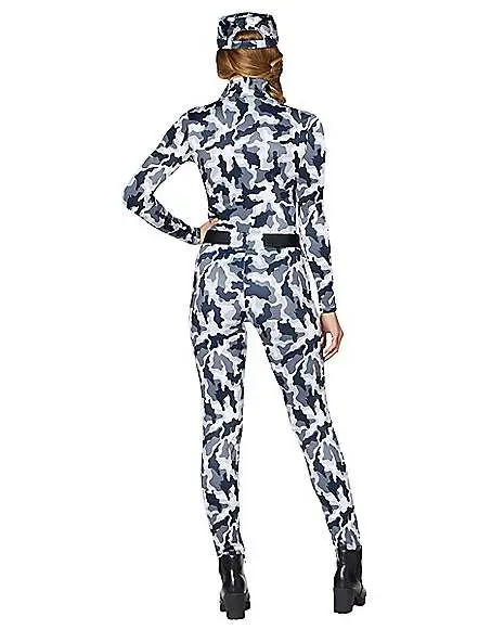 Spirit Halloween Adult Snow Camo Military Catsuit Costume 4 Spirit Halloween Adult Snow Camo Military Catsuit Costume - Image 2