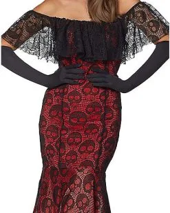 Spirit Halloween Adult La Catrina Day Of The Dead Trumpet Dress Costume -SPIRIT HALLOWEEN Sales 01428358 c