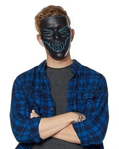 Spirit Halloween Black And Blue EL Wire Half Mask