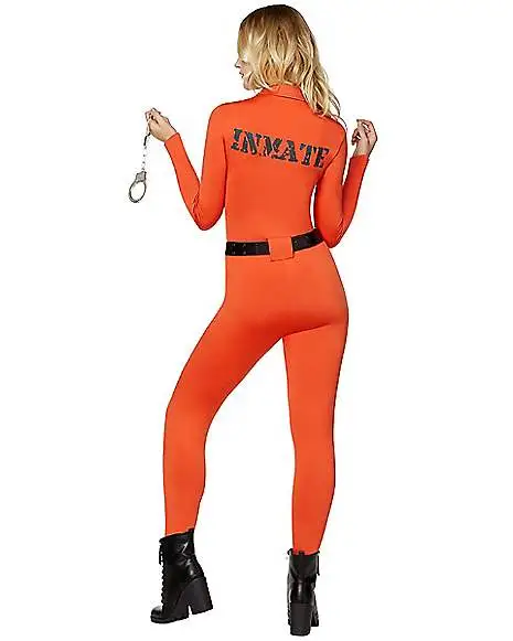 Spirit Halloween Adult Prisoner Catsuit Costume 4 Spirit Halloween Adult Prisoner Catsuit Costume - Image 2