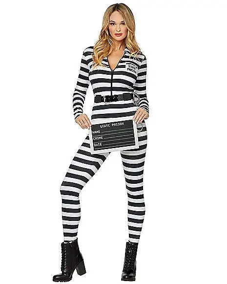 Spirit Halloween Adult Jailbird Catsuit Costume 3 Spirit Halloween Adult Jailbird Catsuit Costume