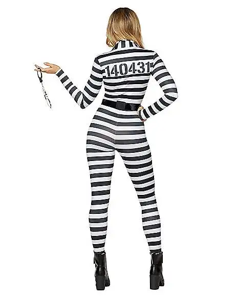 Spirit Halloween Adult Jailbird Catsuit Costume 4 Spirit Halloween Adult Jailbird Catsuit Costume - Image 2