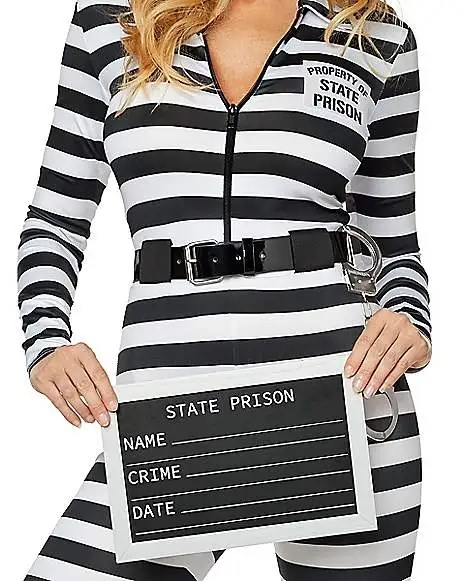 Spirit Halloween Adult Jailbird Catsuit Costume 6 Spirit Halloween Adult Jailbird Catsuit Costume - Image 4