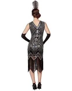 Spirit Halloween Adult Black Beaded Flapper Dress -SPIRIT HALLOWEEN Sales 01470350 c