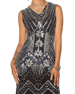 Spirit Halloween Adult Black Beaded Flapper Dress -SPIRIT HALLOWEEN Sales 01470350 d