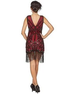 Spirit Halloween Adult Burgundy Beaded Flapper Dress 7 Spirit Halloween Adult Burgundy Beaded Flapper Dress -SPIRIT HALLOWEEN Sales 01470491 b