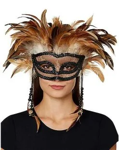 Spirit Halloween Witch Doctor Feather Eye Mask