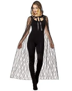 Spirit Halloween Adult Black Lace Cape
