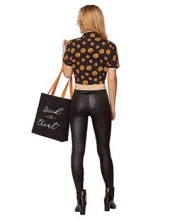 Spirit Halloween Adult Tie Front Pumpkin Shirt And Tote Bag -SPIRIT HALLOWEEN Sales 01480664 b