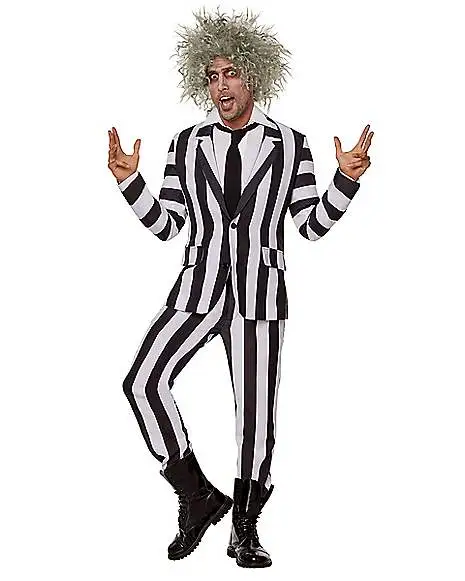 Spirit Halloween Adult Beetlejuice Striped Suit 4 Spirit Halloween Adult Beetlejuice Striped Suit - Image 2
