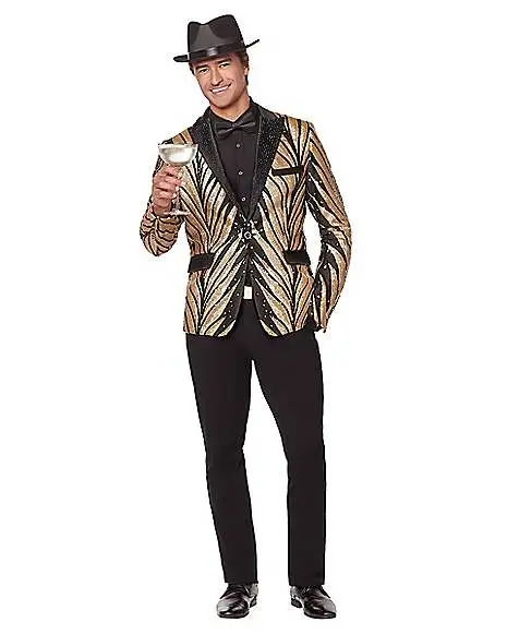 Spirit Halloween Adult '20s Gold And Black Jacket 3 Spirit Halloween Adult '20s Gold And Black Jacket