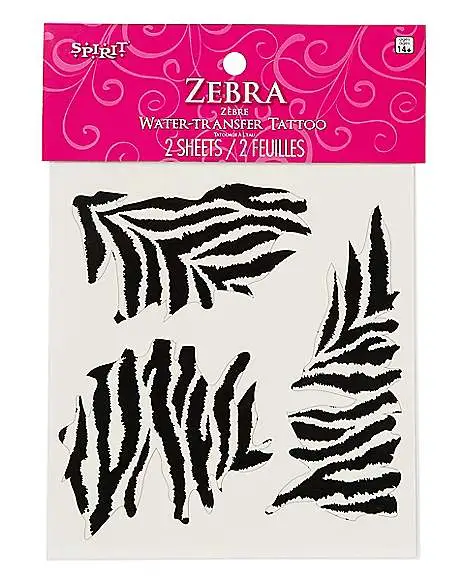 Spirit Halloween Zebra Temporary Tattoos 6 Spirit Halloween Zebra Temporary Tattoos - Image 4