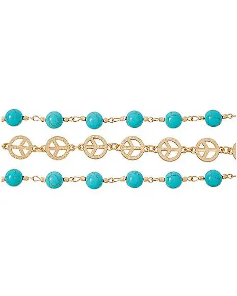Spirit Halloween '60s Teal Peace Sign Bracelet Set 4 Spirit Halloween '60s Teal Peace Sign Bracelet Set - Image 2