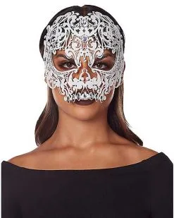 Spirit Halloween White Metal Skeleton Eye Mask