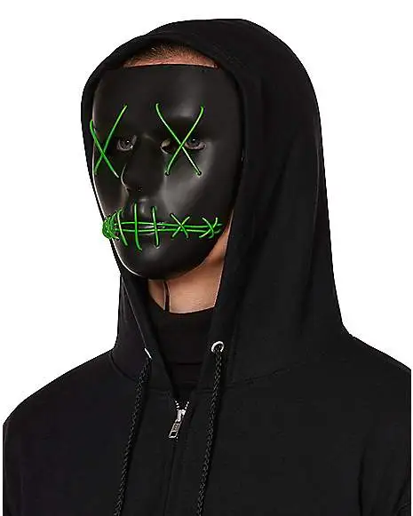 Spirit Halloween Light Up EL Wire Green Stitched Black Half Mask 5 Spirit Halloween Light Up EL Wire Green Stitched Black Half Mask - Image 3
