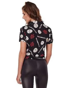 Spirit Halloween Jason Voorhees Tie Front Shirt - Friday The 13th -SPIRIT HALLOWEEN Sales 01557842 b