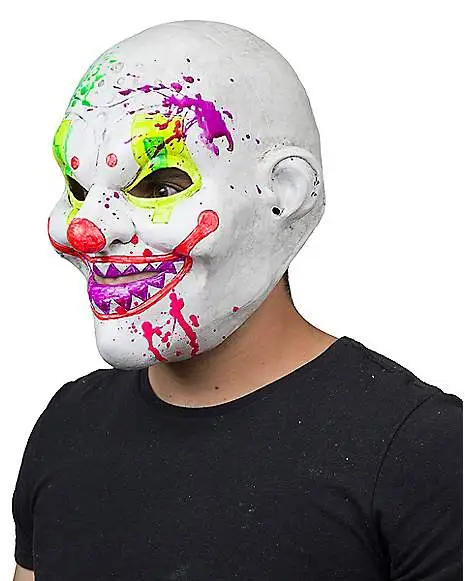 Spirit Halloween Black Light Neon Clown Full Mask 4 Spirit Halloween Black Light Neon Clown Full Mask - Image 2