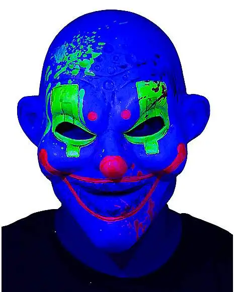 Spirit Halloween Black Light Neon Clown Full Mask 5 Spirit Halloween Black Light Neon Clown Full Mask - Image 3
