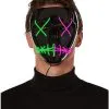 Spirit Halloween Light-Up El Wire Green And Pink Stitched Half Mask