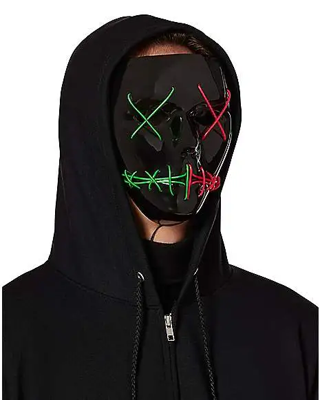 Spirit Halloween Light-Up El Wire Green And Pink Stitched Half Mask 4 Spirit Halloween Light-Up El Wire Green And Pink Stitched Half Mask - Image 2
