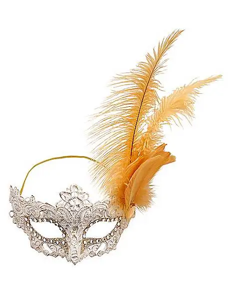 Spirit Halloween Gold Feather And Lace Eye Half Mask 5 Spirit Halloween Gold Feather And Lace Eye Half Mask - Image 3